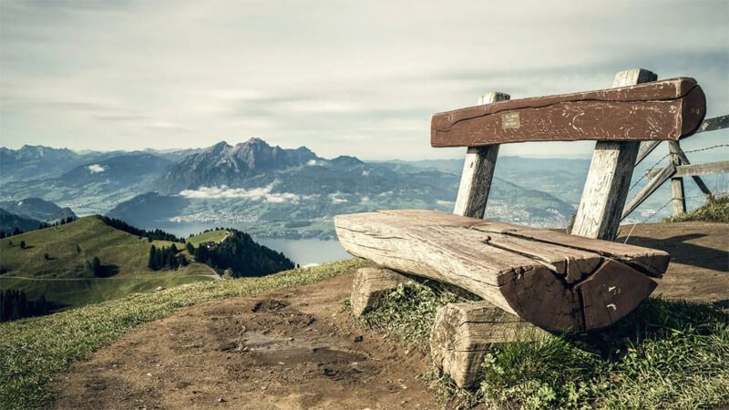 Viewing bench on Swiss mountain