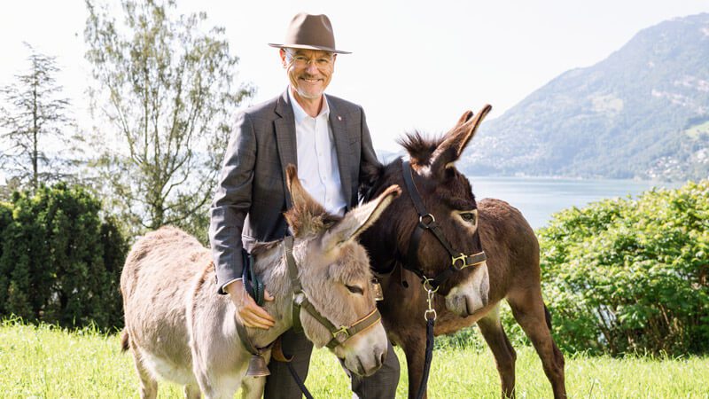 Founder Oliver Neubert with donkeys