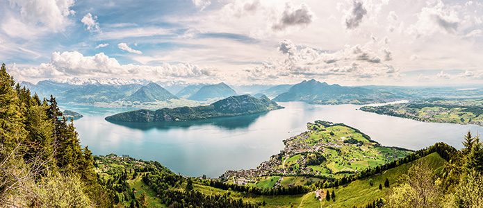 Viewing bench on Swiss mountain